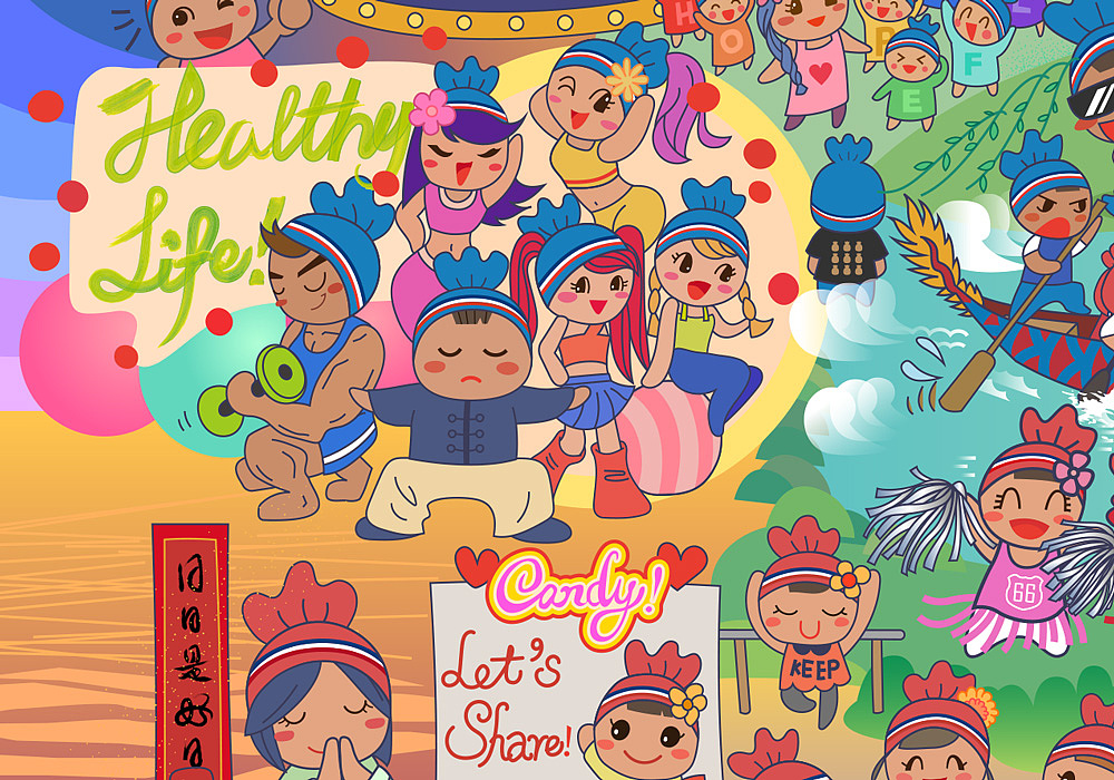 焦点流行这样一群人:
八段锦小糖领头,一身正气;<br>肌肉男小糖在左,棱角分明;<br>街舞女小糖在右,健康洋溢;<br>A4腰女小糖在上,婀娜养眼。