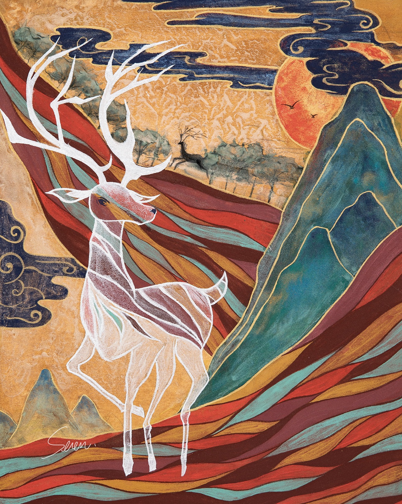 九色鹿王|插画|创作习作|鹿七seven - 原创作品 - 站酷 (zcool)