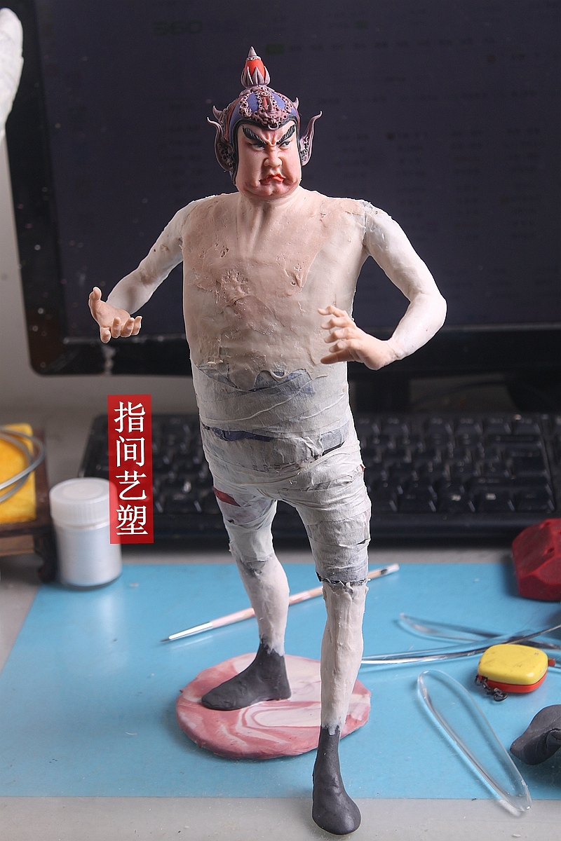 贺加贵面塑软陶(韦陀菩萨 )(图ZNzY4MDM3Njg=) - 手办/模玩 - 站酷设计师贺加贵3D翻糖原创素材 - 站酷ZCOOL