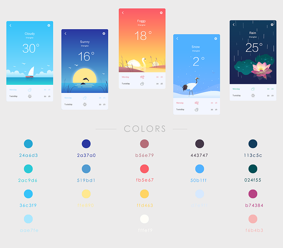 一组天气插画动效图（图ZODg4OTYzNjg=） - 主题/皮肤 - 站酷设计师甜西瓜汁原创素材 - 站酷ZCOOL