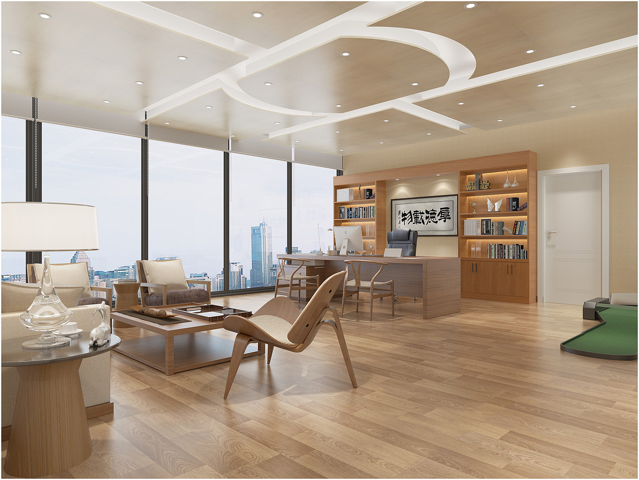 原创作品空间家装设计开放式办公室装修效果图-益昌精品案例114益昌