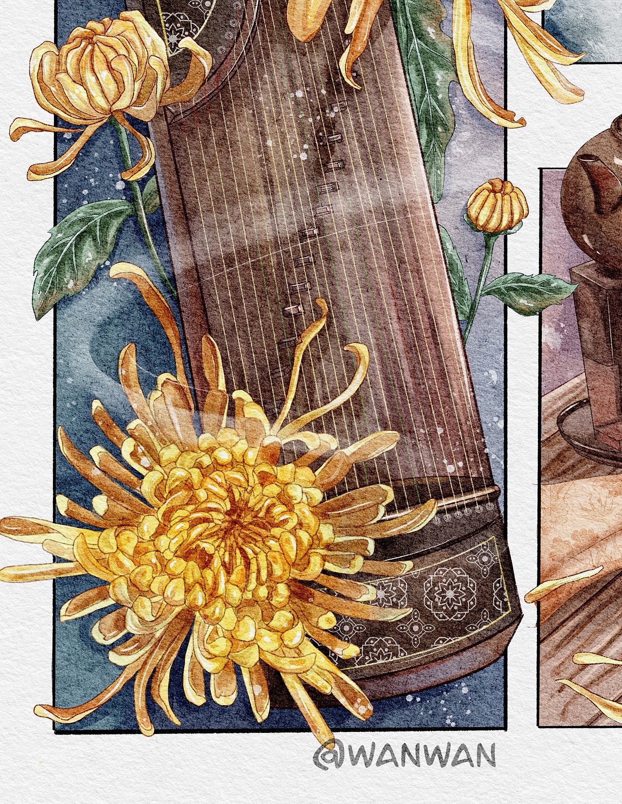 原创分镜插画｜十二花神之九月菊花（图ZMzE4NTkxMDYw） - 艺术插画 - 站酷设计师Z20490682原创素材 - 站酷ZCOOL