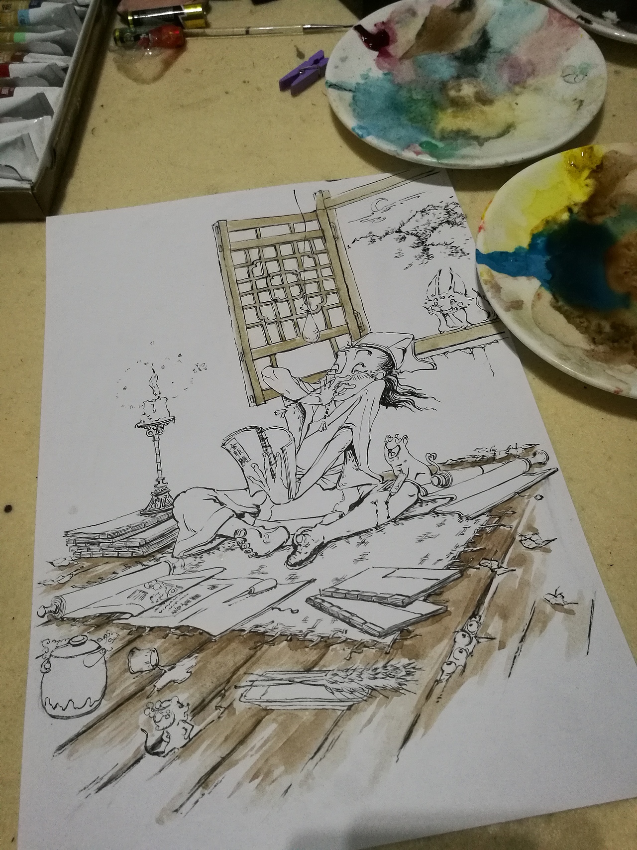 深夜苦读（图ZNjA2ODYxODQ=） - 单幅漫画 - 站酷设计师苗壮原创素材 - 站酷ZCOOL