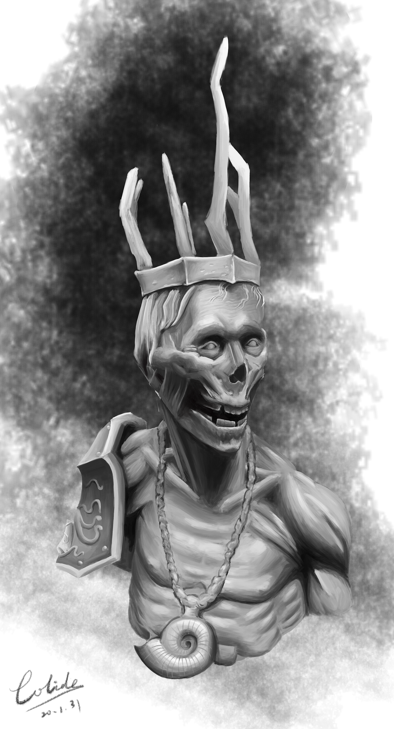 骷髅半身像素描