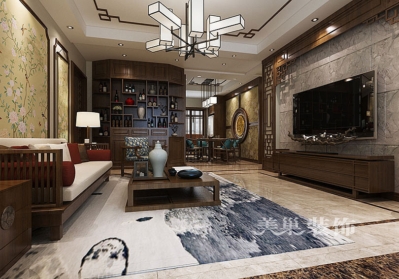 郑州丹桂园155平四室新中式风格，运用简洁的手法表达传统精髓（图ZOTQ0MjE5Mjg=） - 家装设计 - 站酷设计师美巢设计蒋艳斌原创素材 - 站酷ZCOOL