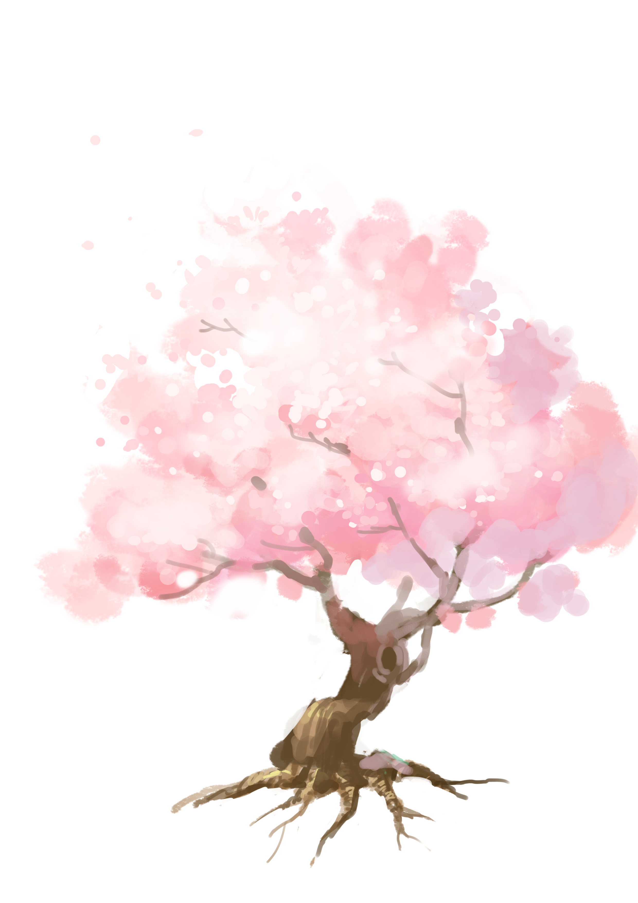 春天的樱花林手绘风景花朵花插画图片-千库网
