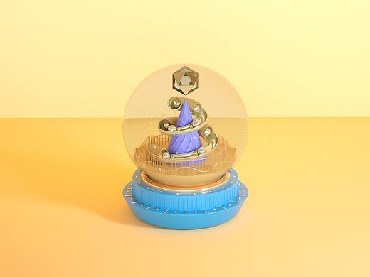 C4D雪花球练习-圣诞快乐