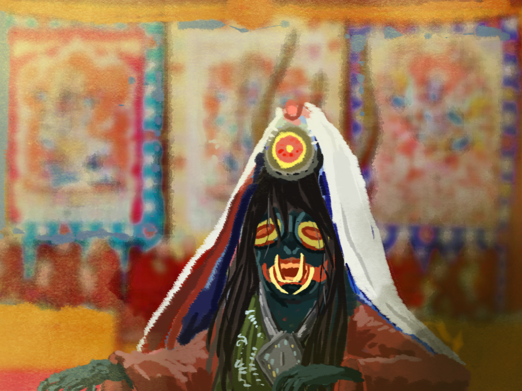 萨迦寺女鬼面具图片图片