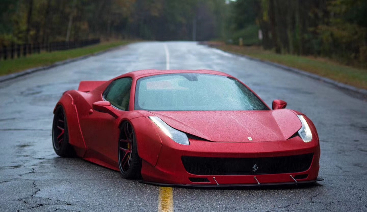 法拉利458升级改装LB宽体包围 前唇后唇侧裙尾翼轮眉