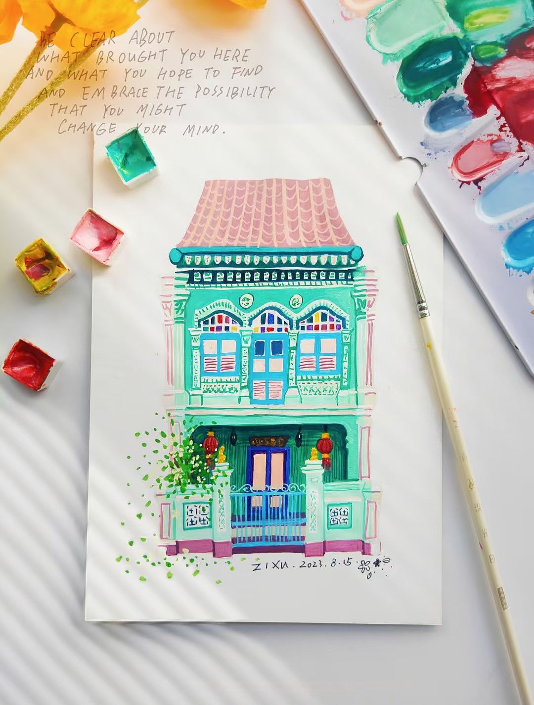 原创插画‖两层楼的老房子