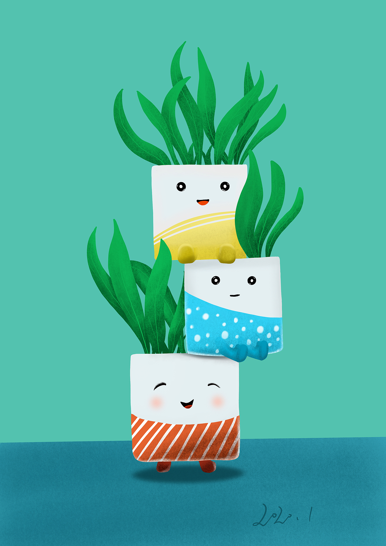 手机壳盆栽插画