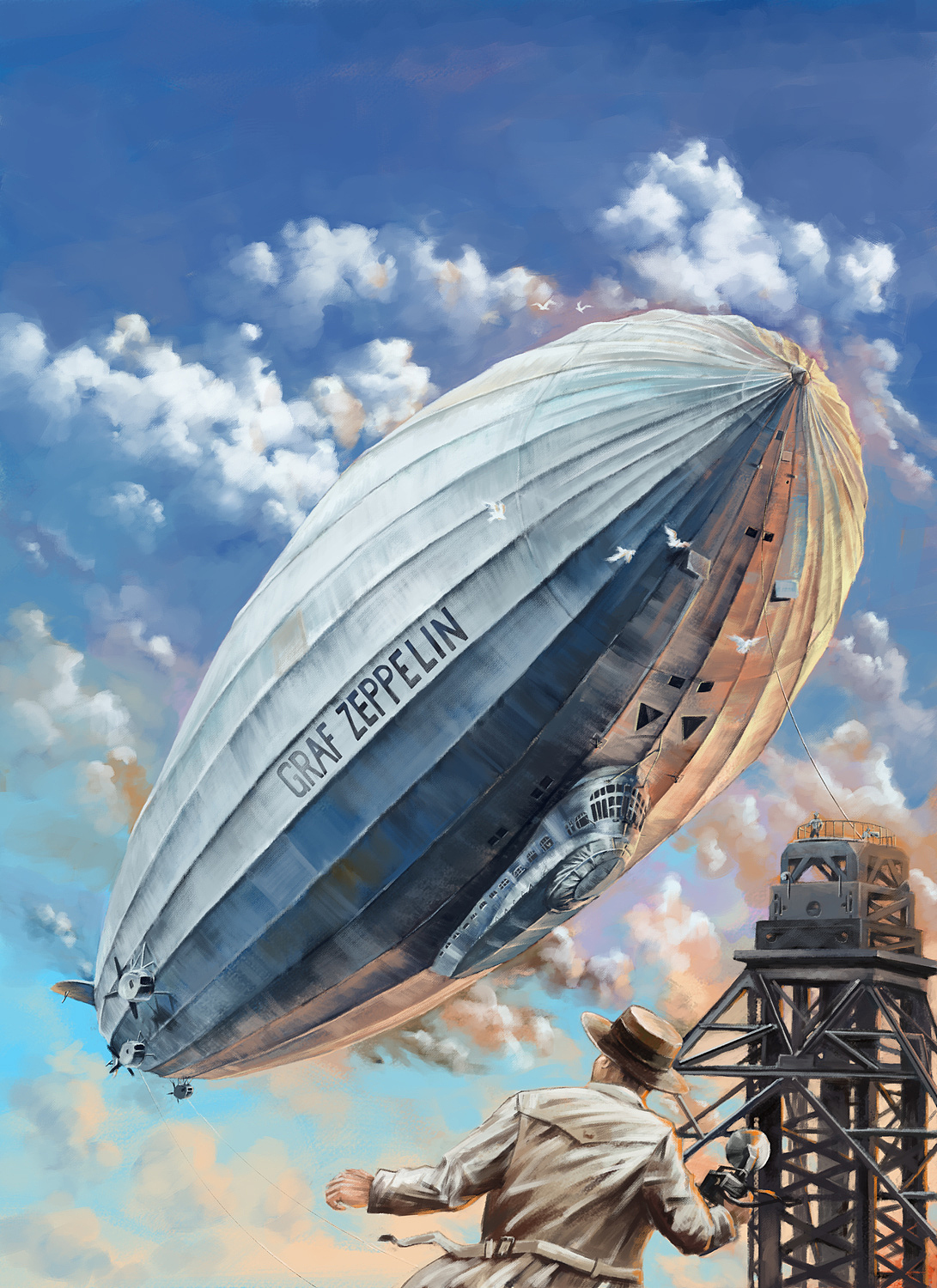 为杂志创作的封面插画--齐柏林飞艇