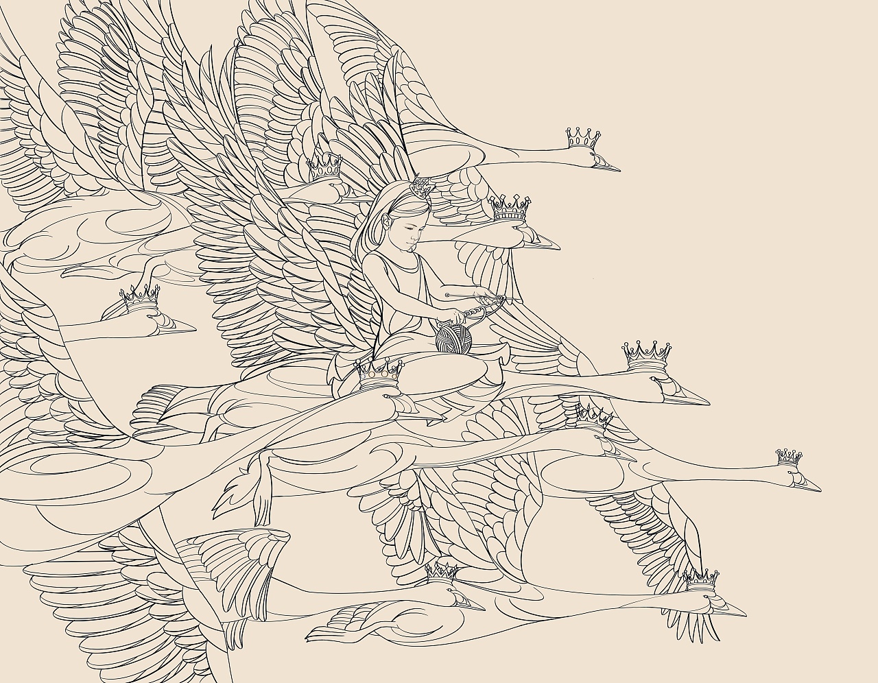 安徒生童话野天鹅插画