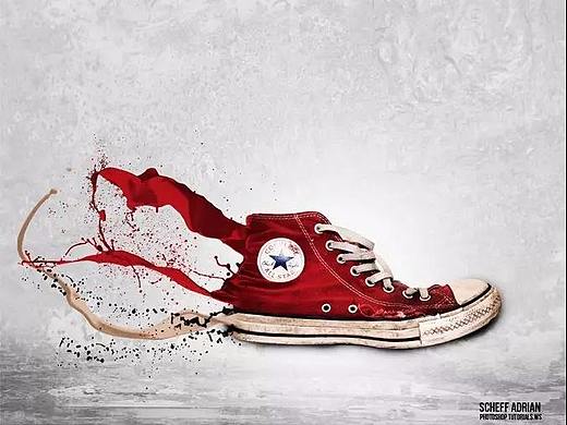 【野马设计】平面设计教程-如何在Photoshop中创建Splashing Sneaker