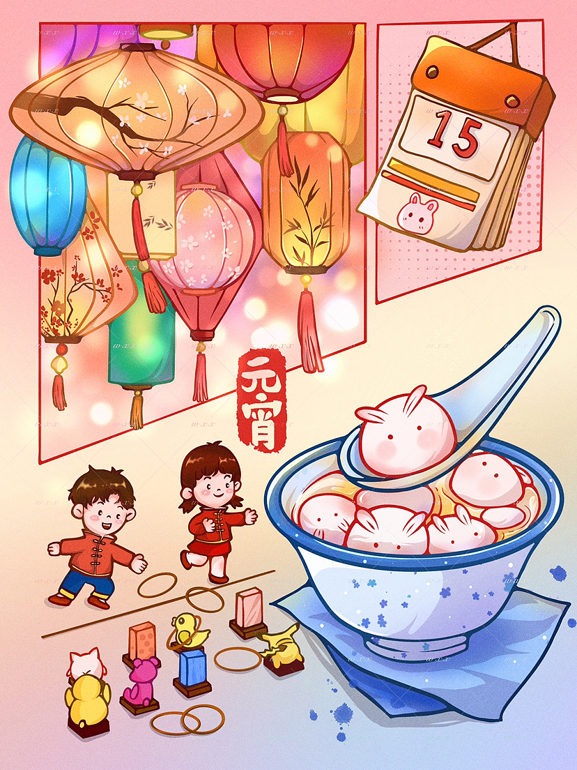 元宵节分镜插画