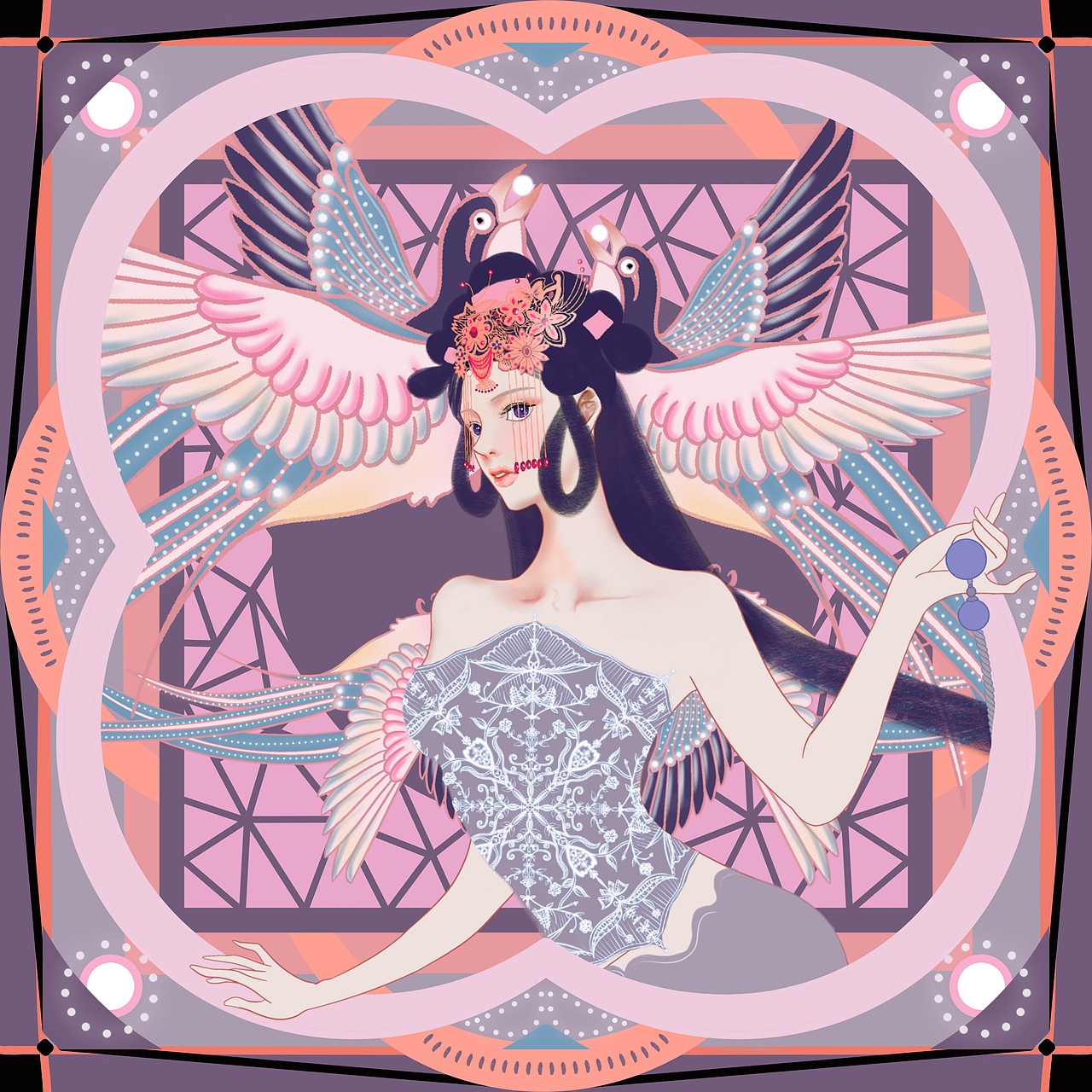 《缱绻》——苏州传统节日乞巧节插图设计（图ZMjI4MDE1OTMy） - 商业插画 - 站酷设计师xyza彭啸云原创素材 - 站酷ZCOOL