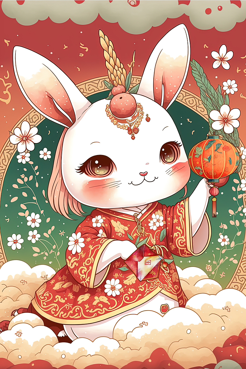 2023兔年春节喜庆插画海报（图ZMzI3Nzc0MjY0） - 商业插画 - 站酷设计师王总的ai绘画世界原创素材 - 站酷ZCOOL