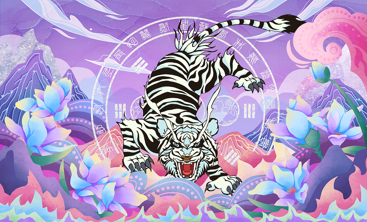 白虎（图ZMjc3ODIwMTY4） - 商业插画 - 站酷设计师筱梨子原创素材 - 站酷ZCOOL