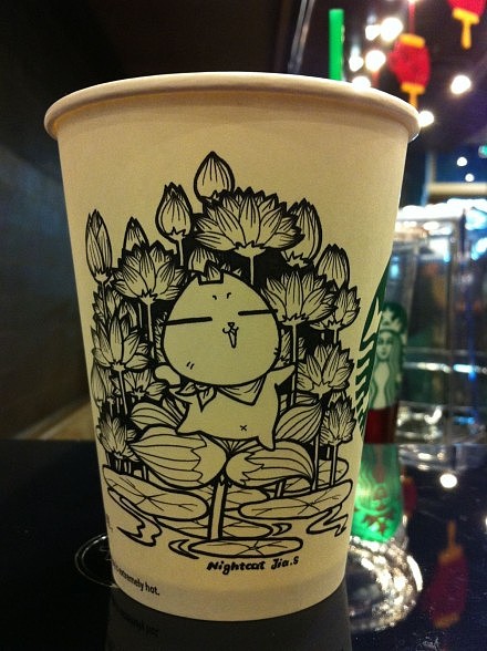 nightcat系列---星巴克杯画艺术