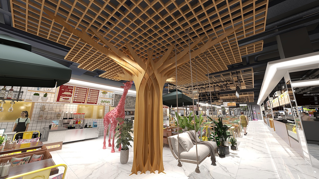 河南平市某地商业空间餐饮区方案(改造区域)