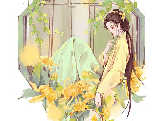 古风-菊花-秋-美人