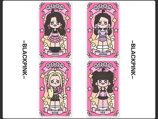 BLACKPINK卡通形象—粉末登场卡牌动态插画