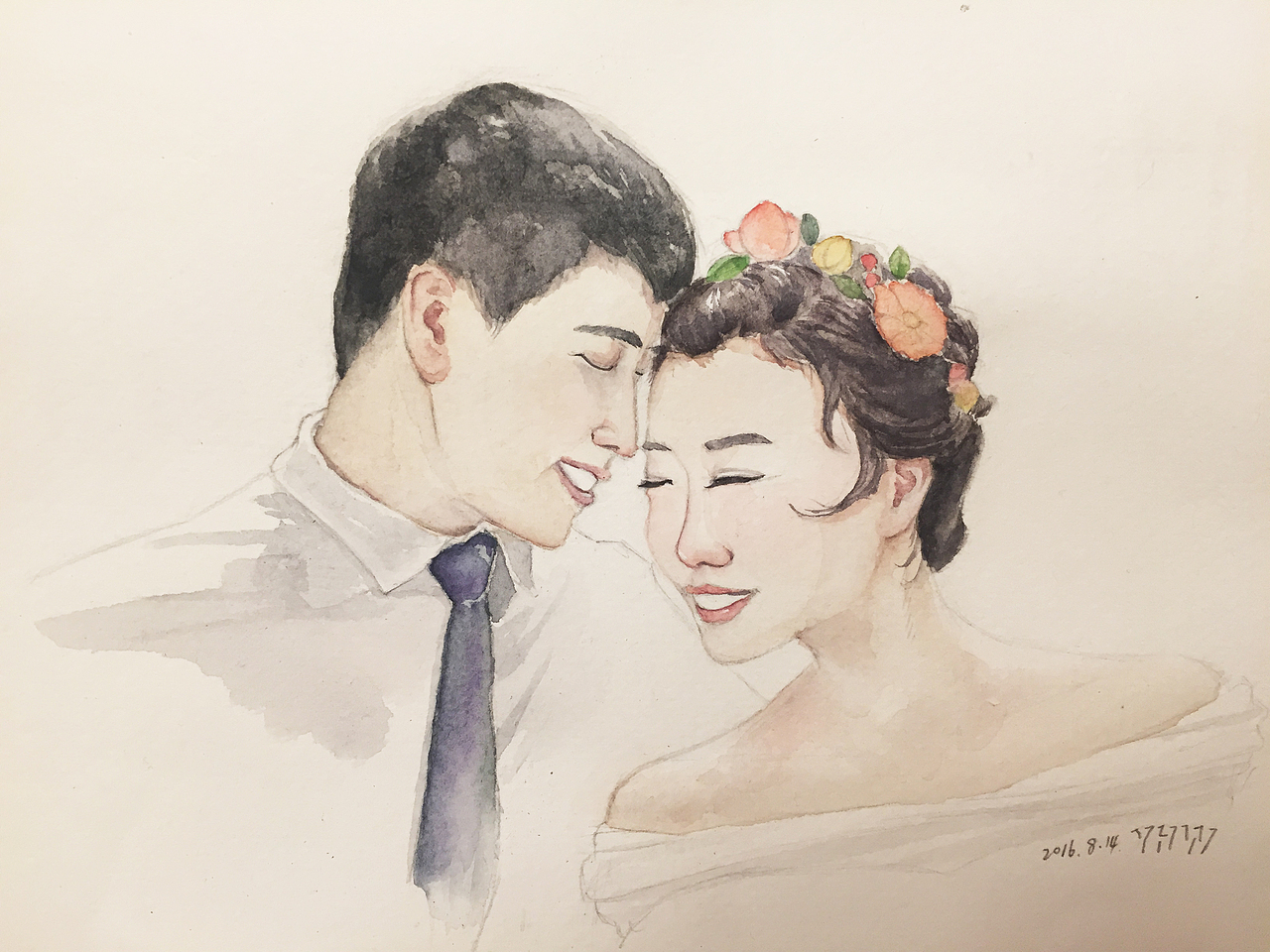 水彩初中同学婚纱照（图ZNTYyMzgwODQ=） - 创作习作 - 站酷设计师Mia米亚原创素材 - 站酷ZCOOL