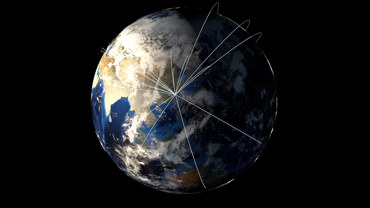 中国辐射全球动画演示
