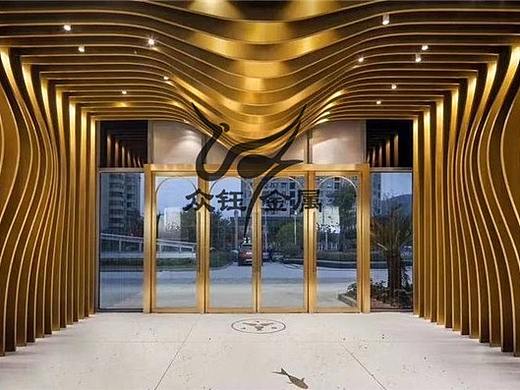 浙江酒店不锈钢背景墙售楼部大堂不锈钢山峦屏风