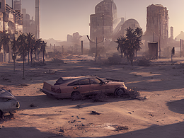 #AI創(chuàng)作實驗室#廢棄城市，荒漠，雜草