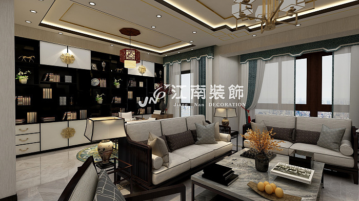 哈尔滨江南装饰公司华润中央公园新中式风格装修效果图（图ZMTU3ODIwNTIw） - 家装设计 - 站酷设计师jnzs2002原创素材 - 站酷ZCOOL