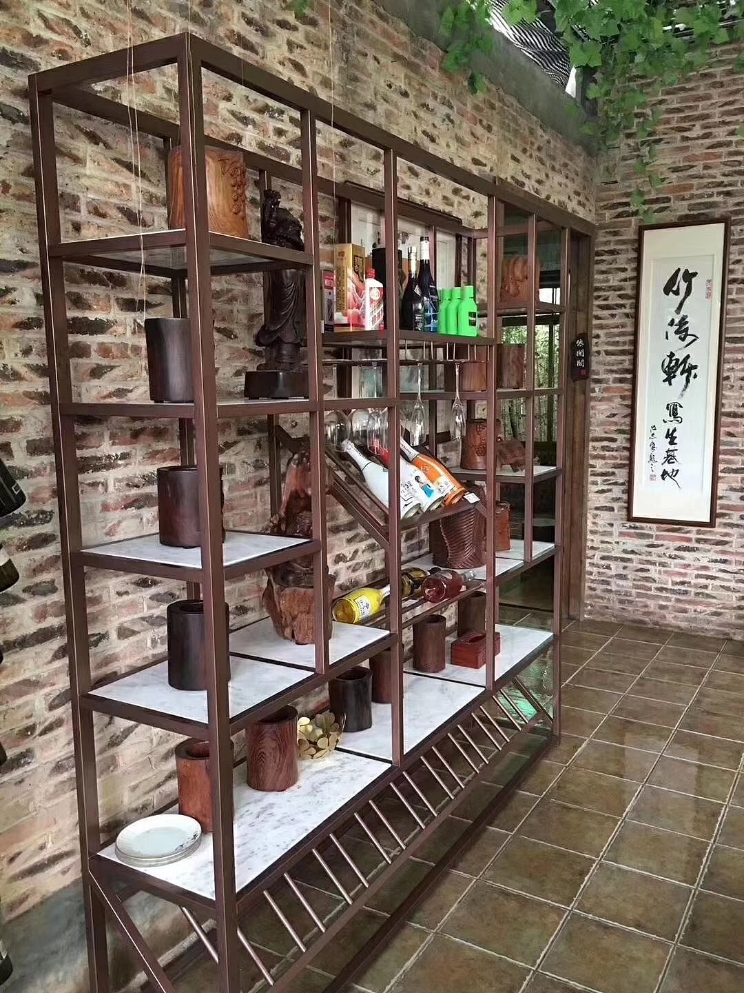 不锈钢酒柜 不锈钢架子 不锈钢隔断 吧台展示架