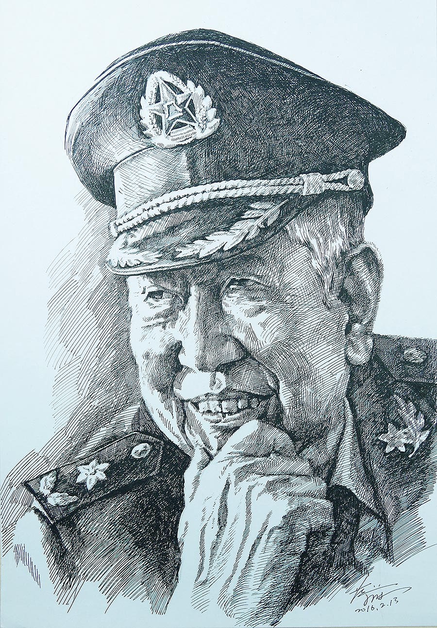 中性笔画人物素描