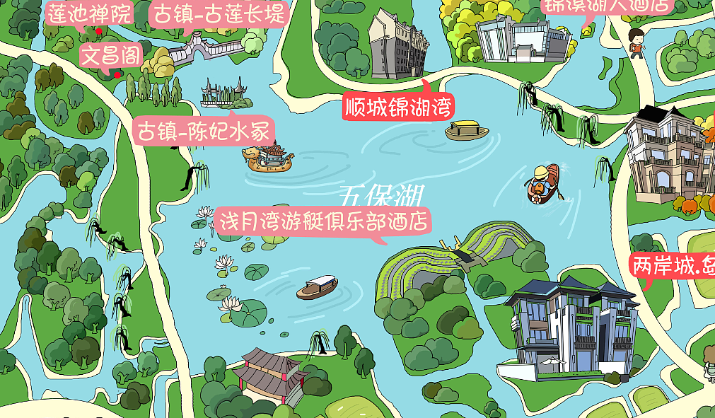 最美锦溪手绘地图