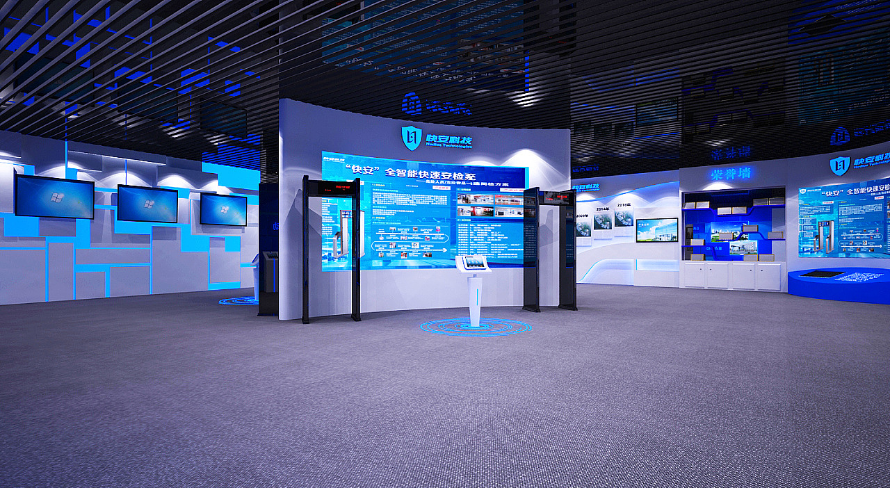 科技时尚未来企业展厅公司文化展厅3d效果图设计