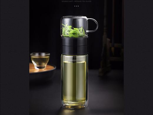 茶水分离玻璃杯详情电商淘宝水杯玻璃杯详情页