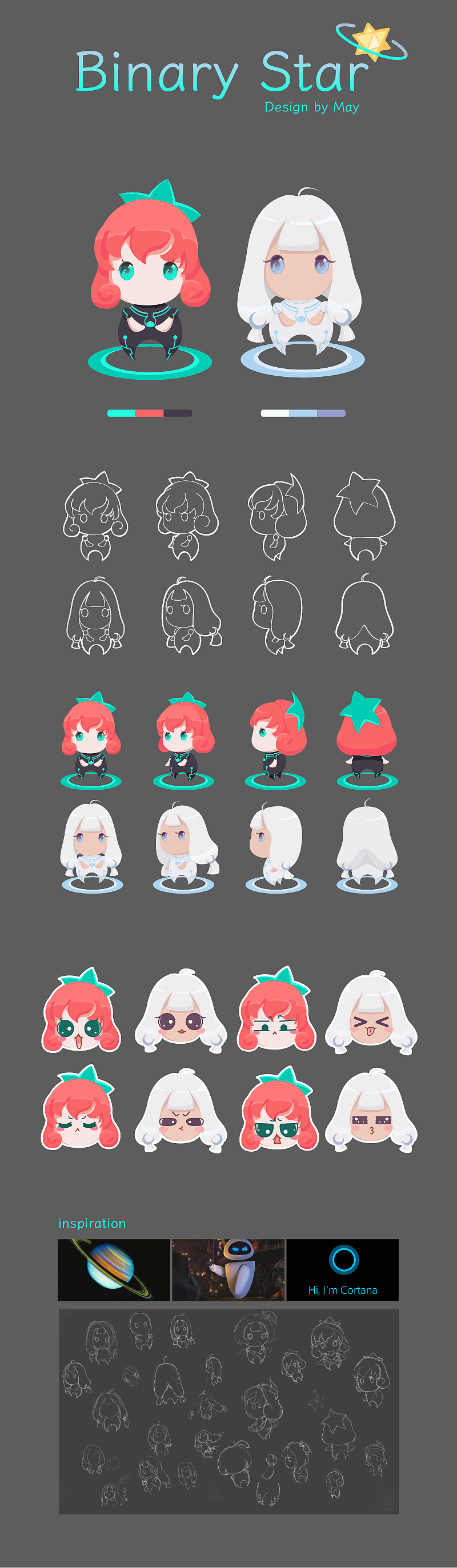 Binary Star-双子星 | 卡通形象设计（图ZNDgyNzc4NjQ=） - IP形象 - 站酷设计师夏may原创素材 - 站酷ZCOOL