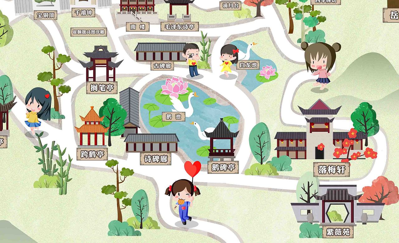 黄鹤楼手绘地图明信片