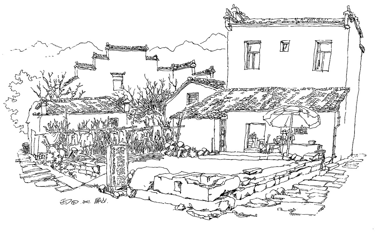 皖南印象屏山写生作品集这是我近几年在黟县屏山的钢笔速写写生作品