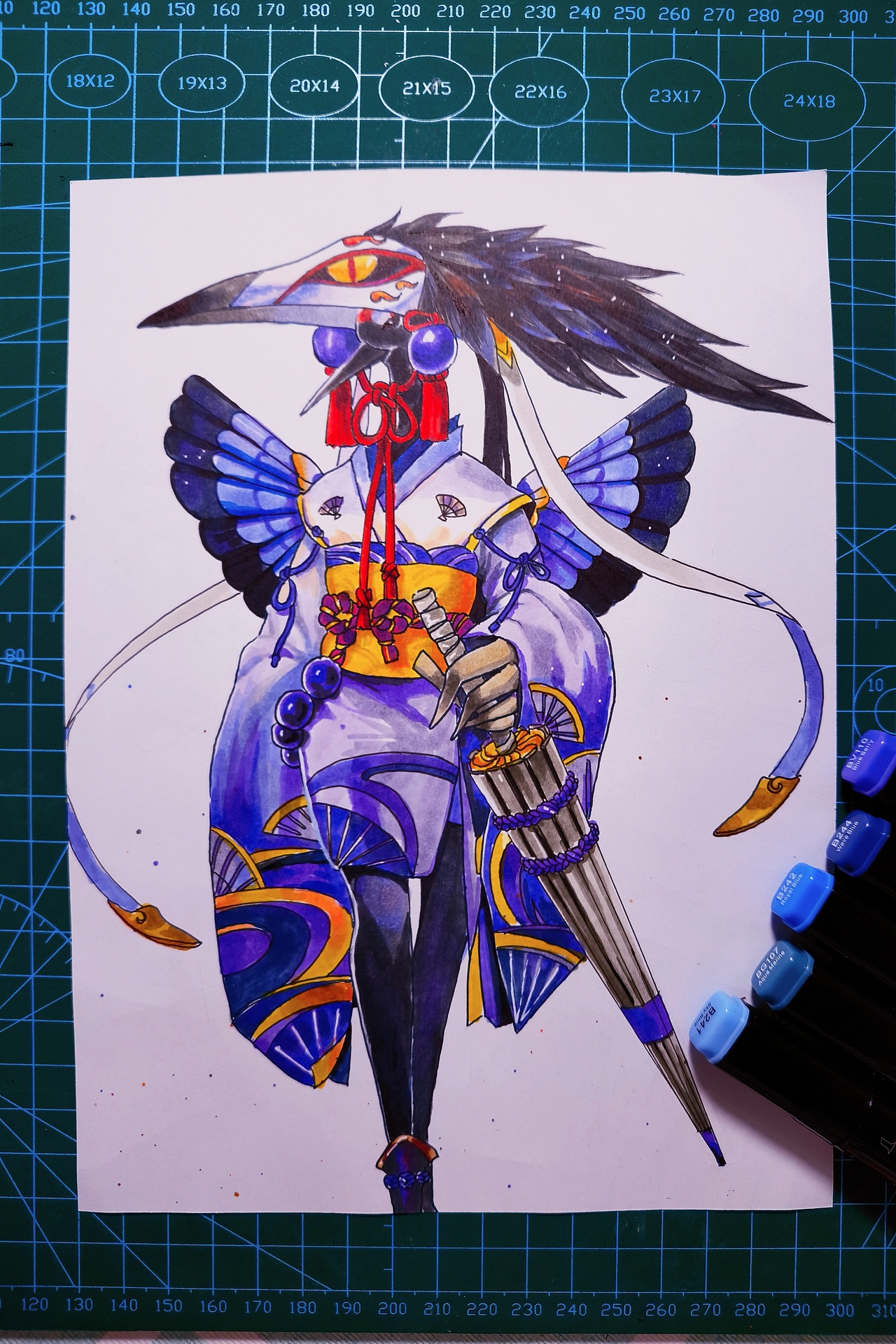 【马克笔-阴阳师】姑获鸟|插画|儿童插画|心上人j_原创作品-站酷zcool