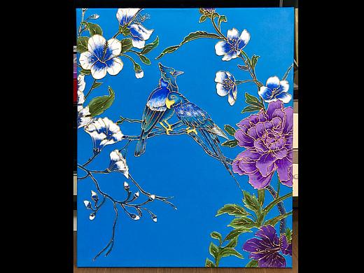 沥粉画《花鸟图》