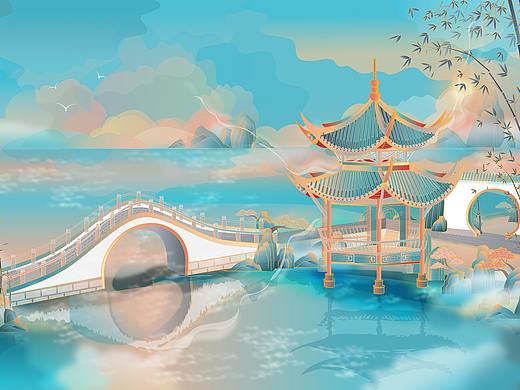 国潮插画-城市/古建筑/庭院/小场景-3