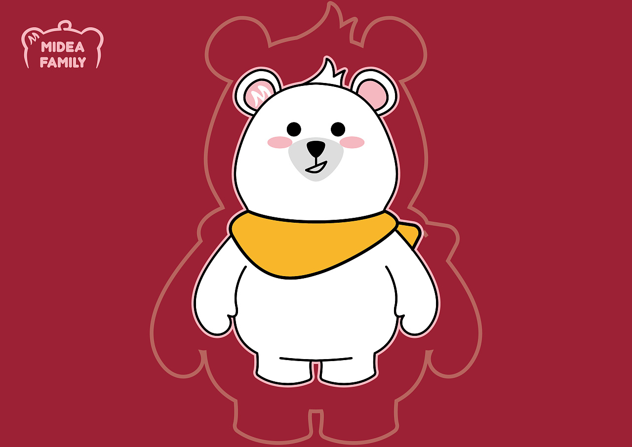 midea family美的空调熊小美一家q版形象