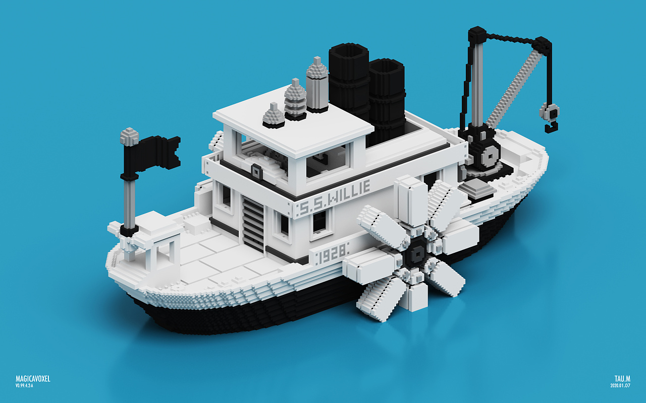 magicavoxel像素体的日常之"蒸汽船威利号"