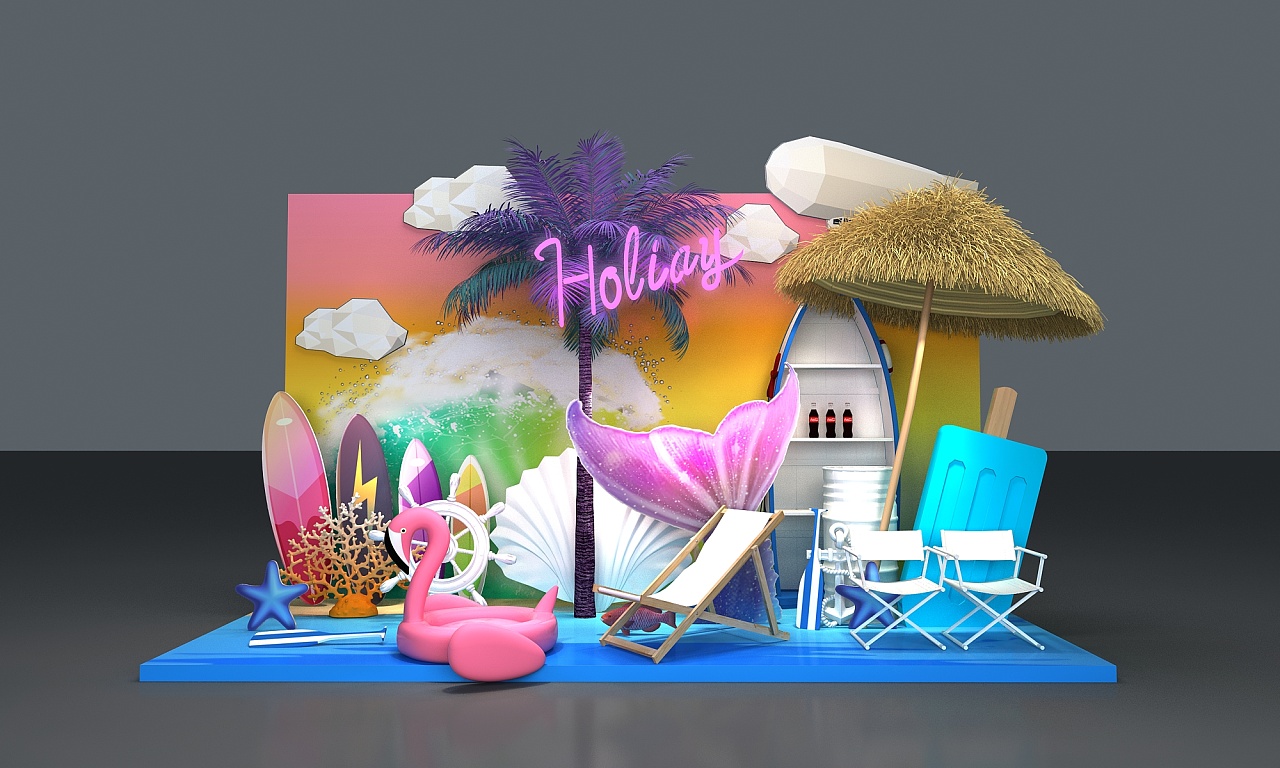 海滩美陈|三维|其他三维|珊珊珊33 - 原创作品 - 站酷 (zcool)