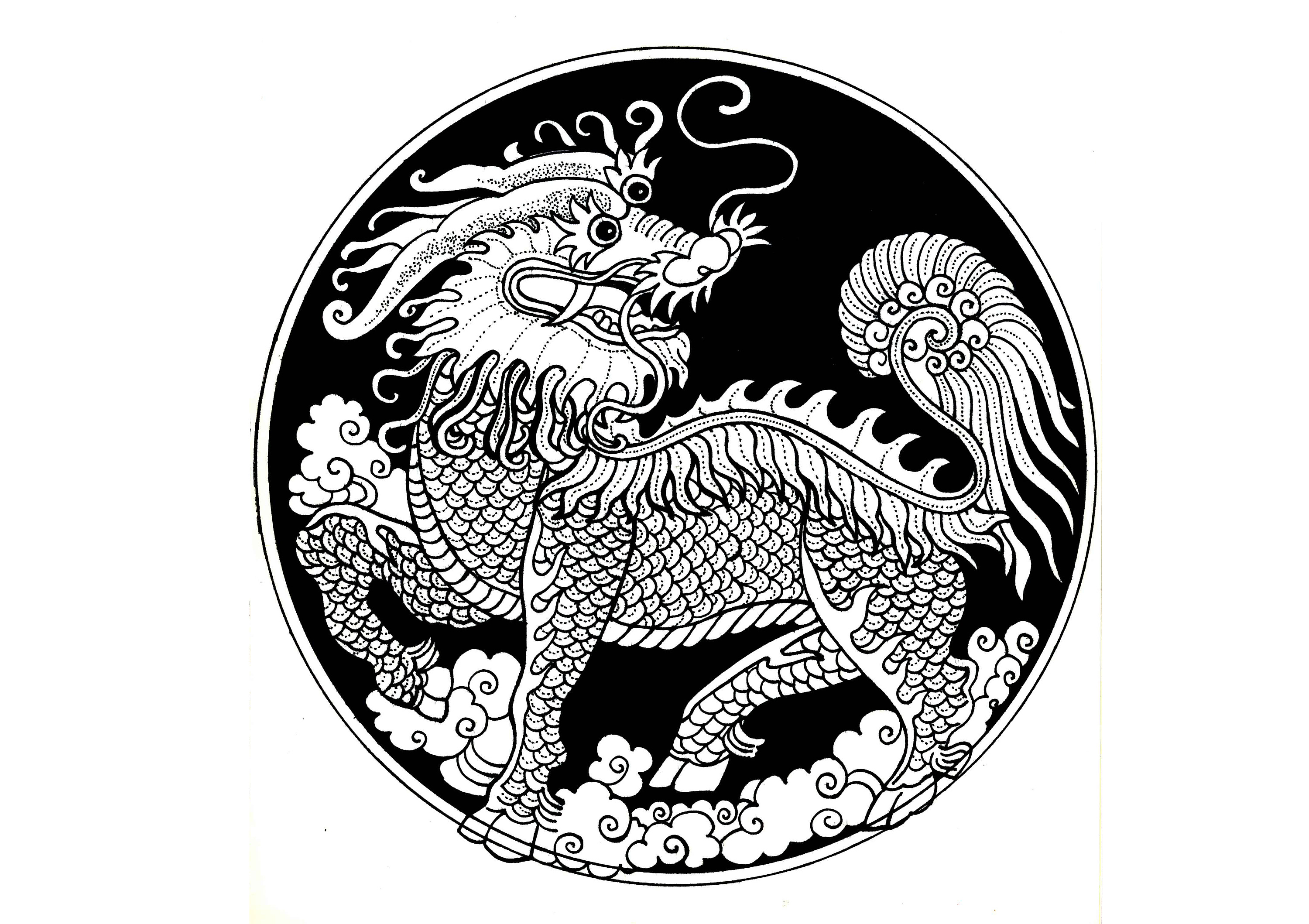 中国风传统插画线稿图