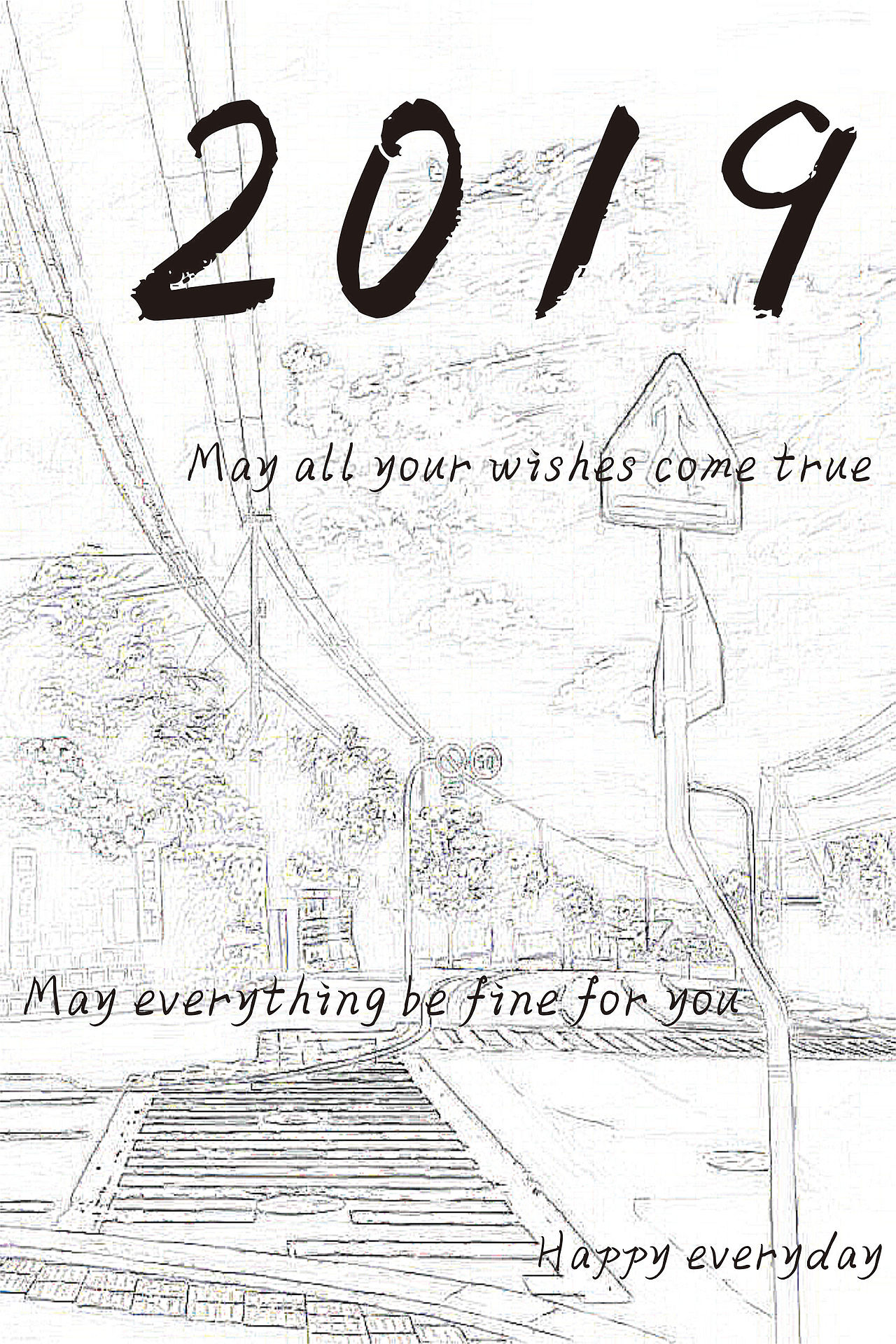 类似于素描的画,竖版的台历,显得很素,字体的选用又不失小女孩的俏皮