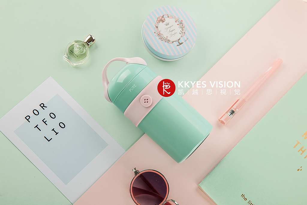 保温杯 萌系 马卡龙 可爱水杯 静物拍摄 产品摄影