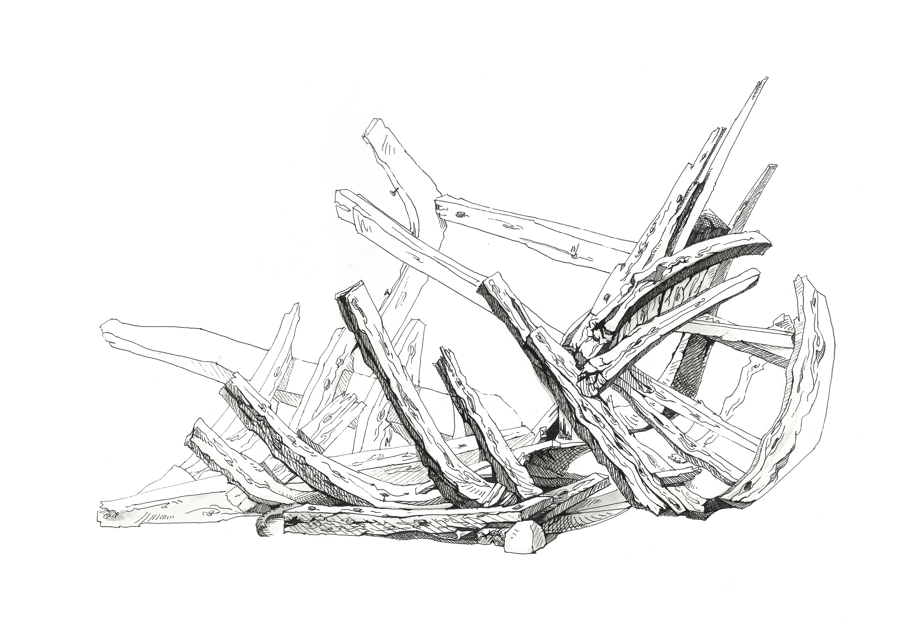 废弃的船体骨架