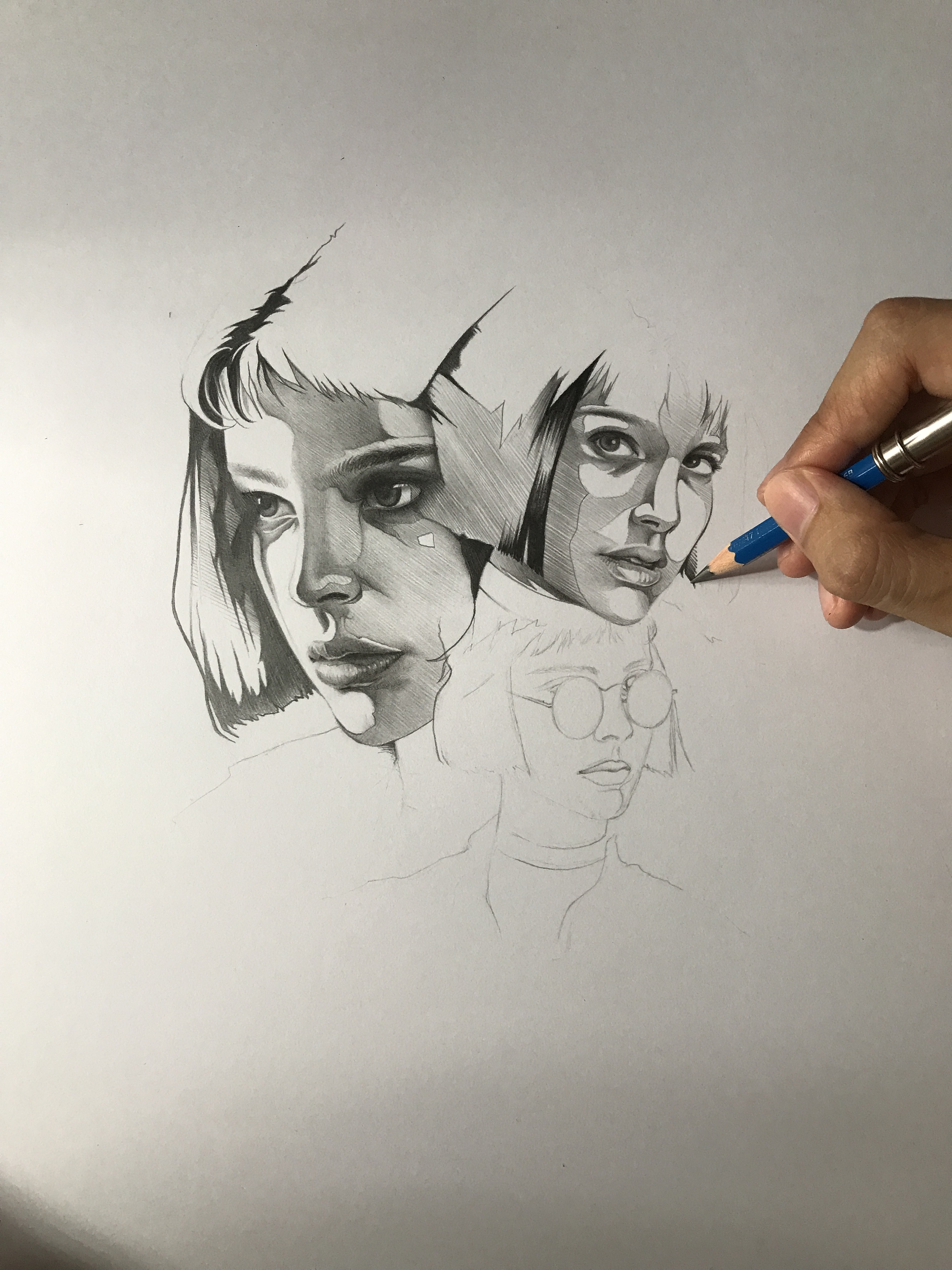 铅笔手绘插画-这个杀手不太冷